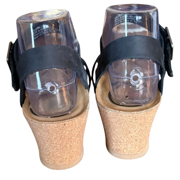 Aetrex Lexa Quarter Strap Leather Wedge Black Sz 7 - Picture 7 of 9